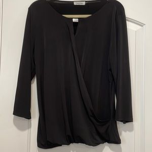 Black Calvin Klein blouse worn twice silver buckle in front long sleeve